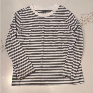 Falls Creek Gray & White Striped Long-Sleeve Pocket Tee